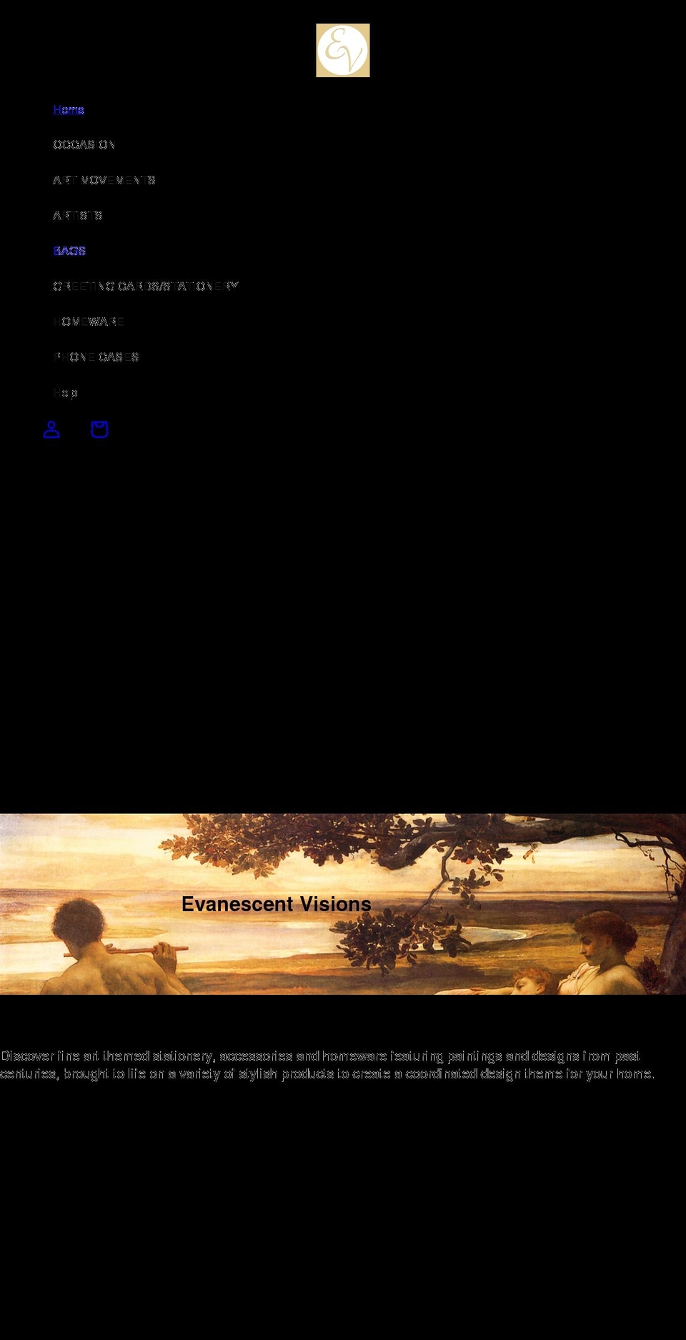 evanescent-visions.uk shopify website screenshot
