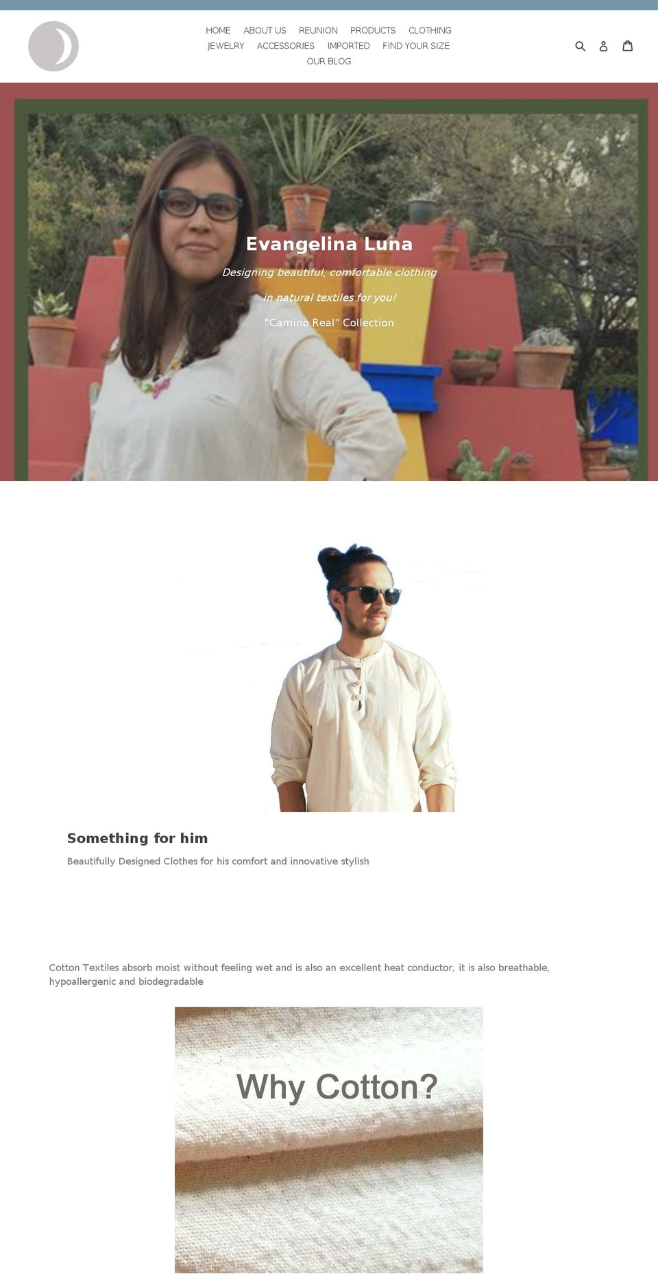 evangelinaluna.com — Shopify storefront screenshot