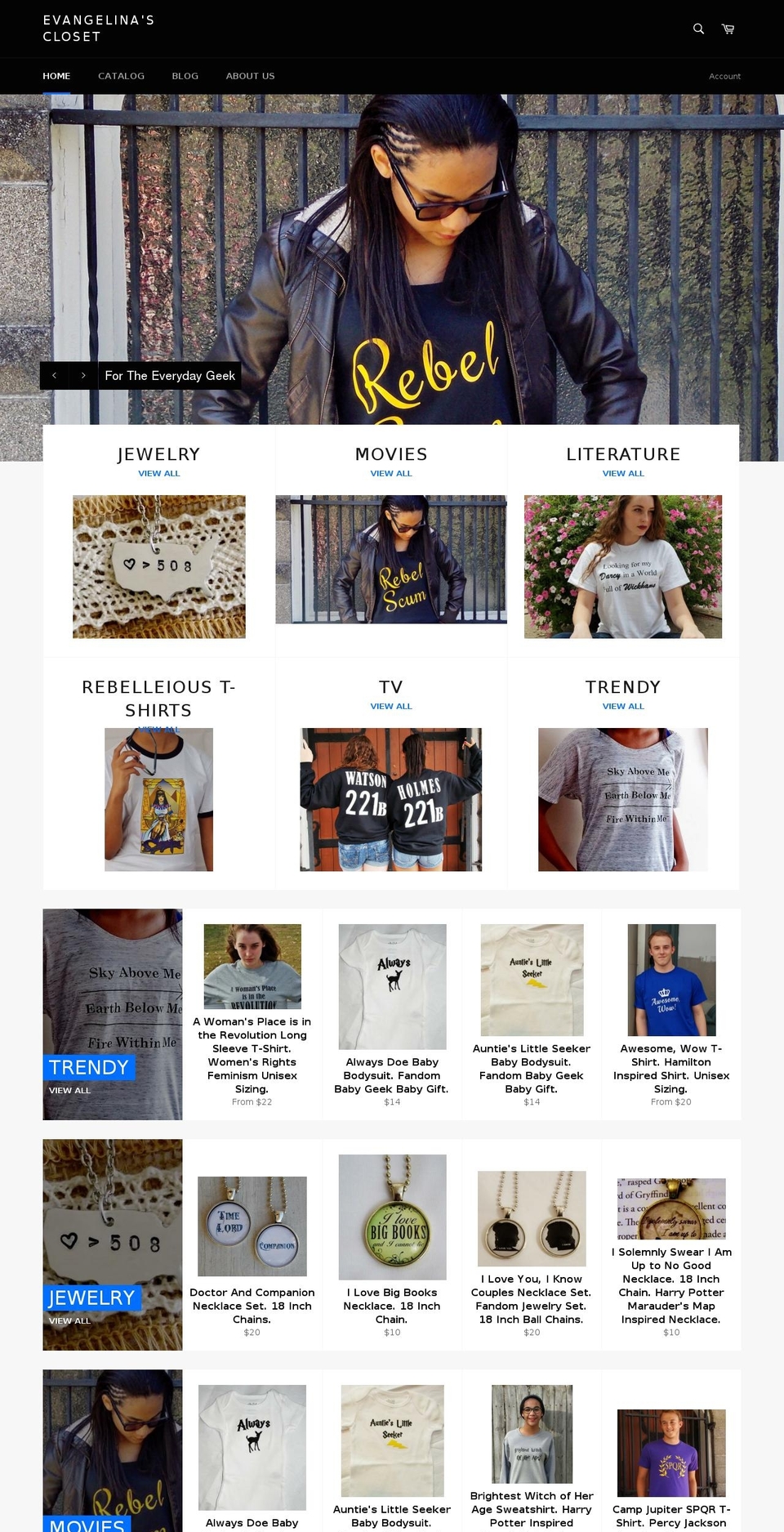 evangelinascloset.com shopify website screenshot