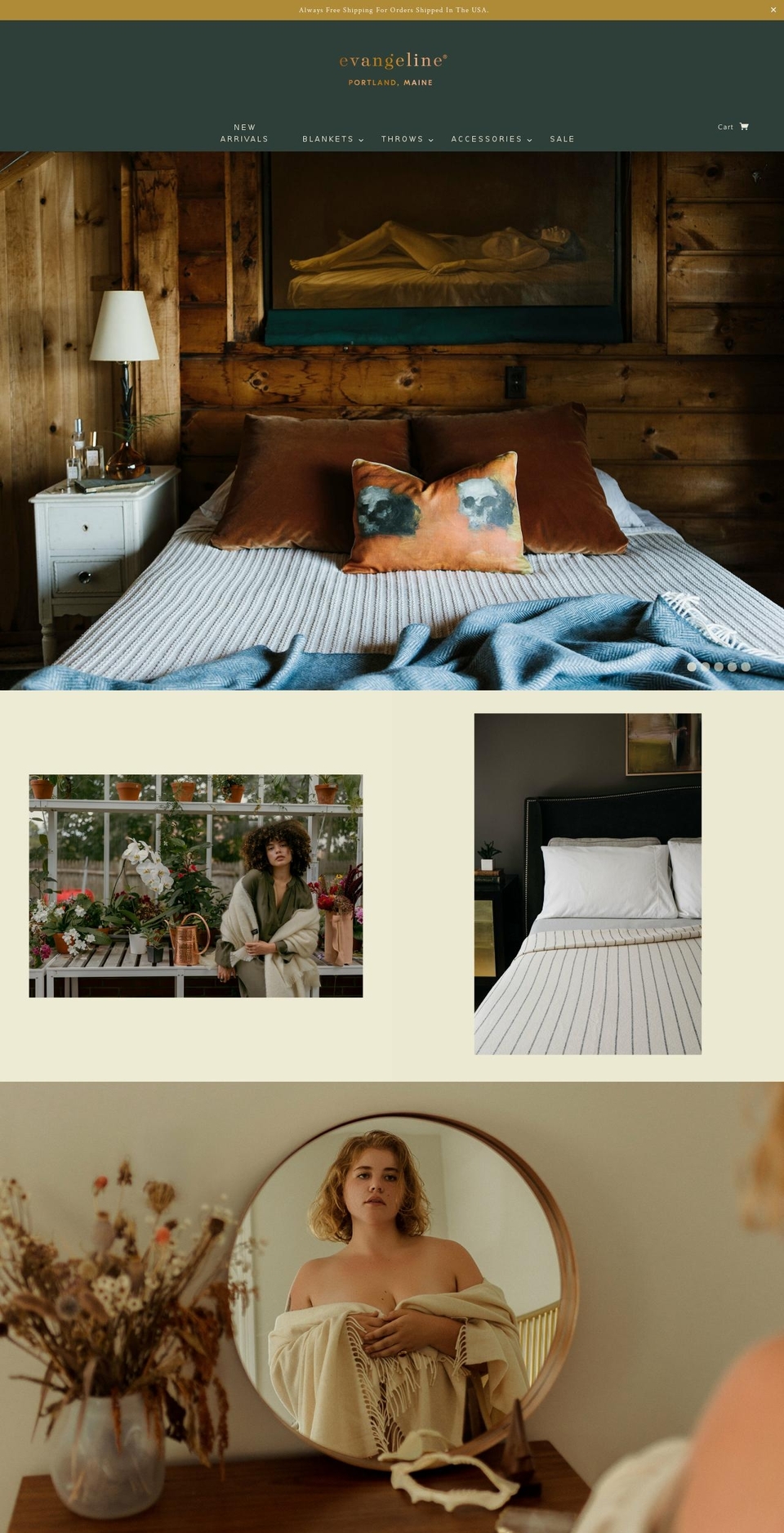 evangelinelinen.com — Shopify storefront screenshot