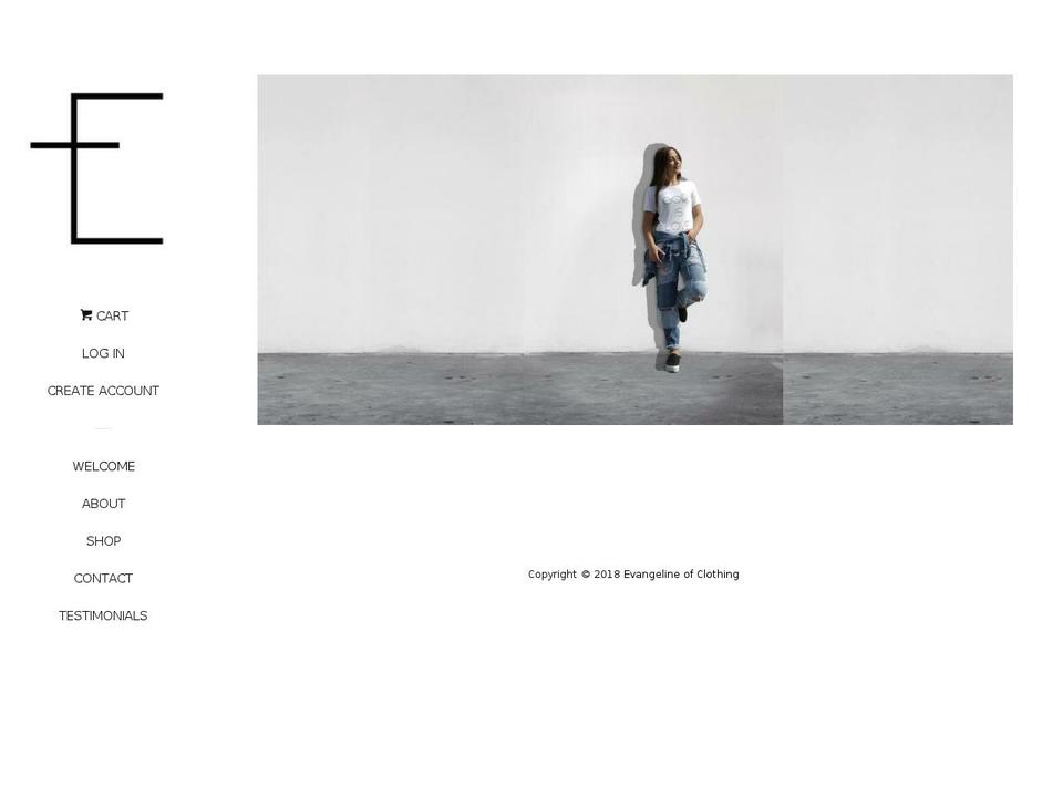 evangelineofclothing.com — Shopify storefront screenshot