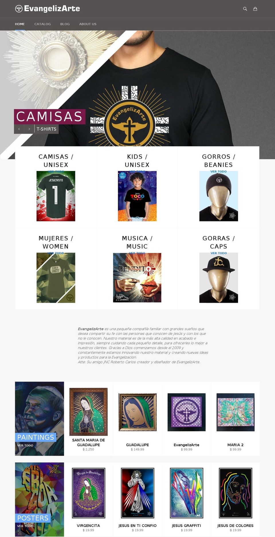 evangelizarte1615.com shopify website screenshot