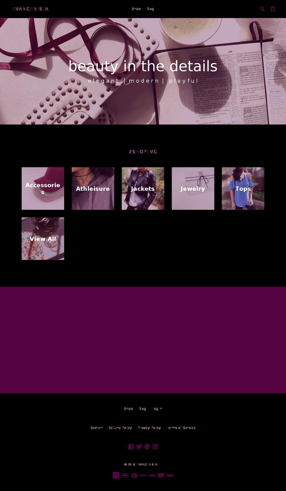 evangenista.com — Shopify storefront screenshot