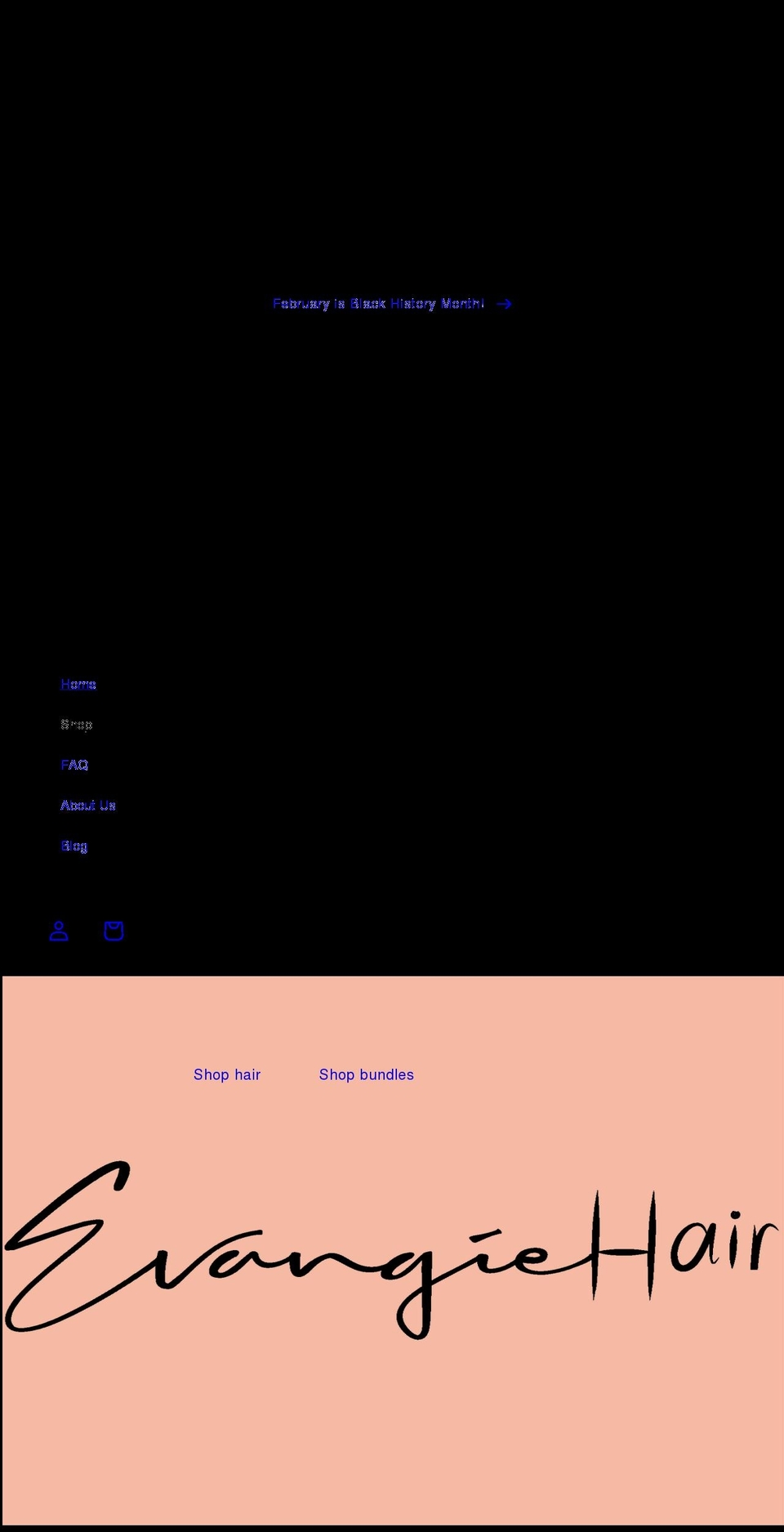 evangiehair.com shopify website screenshot