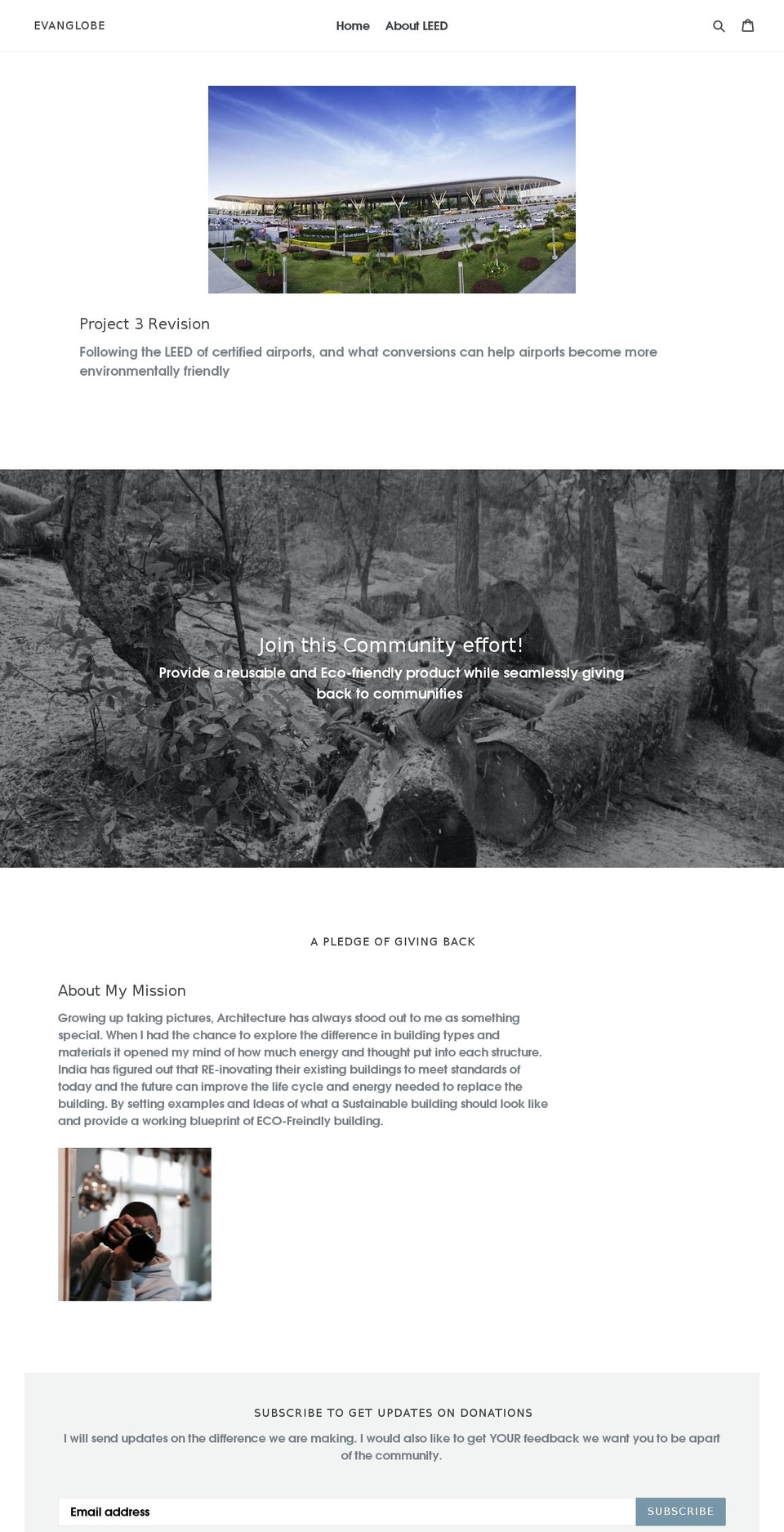 evanglobe.com — Shopify storefront screenshot