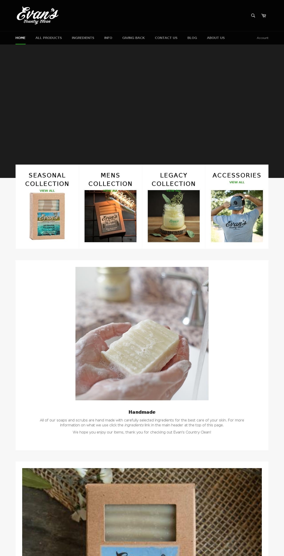 evanscountryclean.com — Shopify storefront screenshot