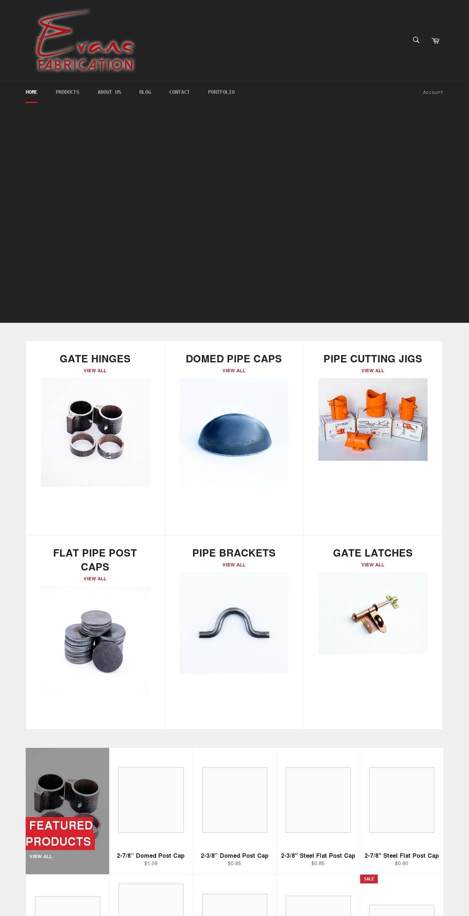 evansfabrication.com shopify website screenshot
