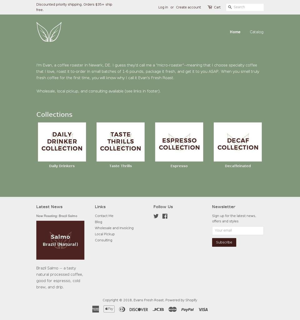 evansfreshroast.com Shopify store