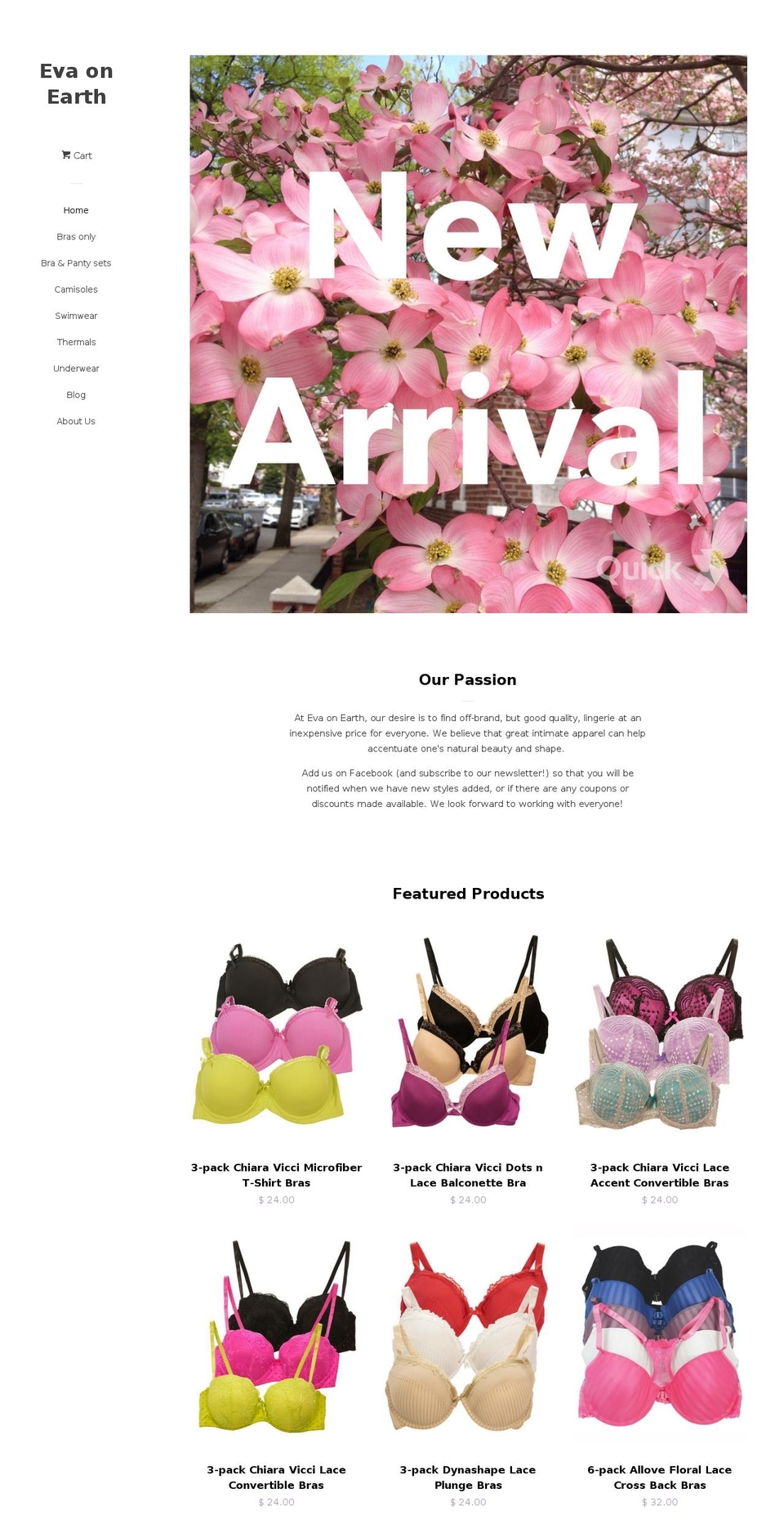 evaonearth.com shopify website screenshot