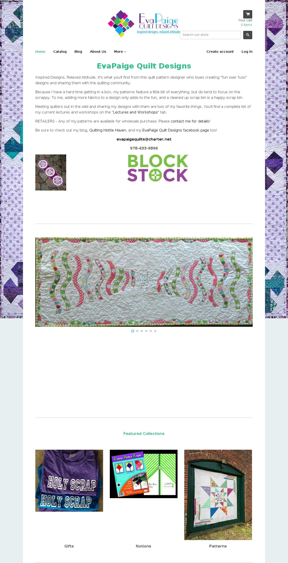 evapaigequilts.com shopify website screenshot