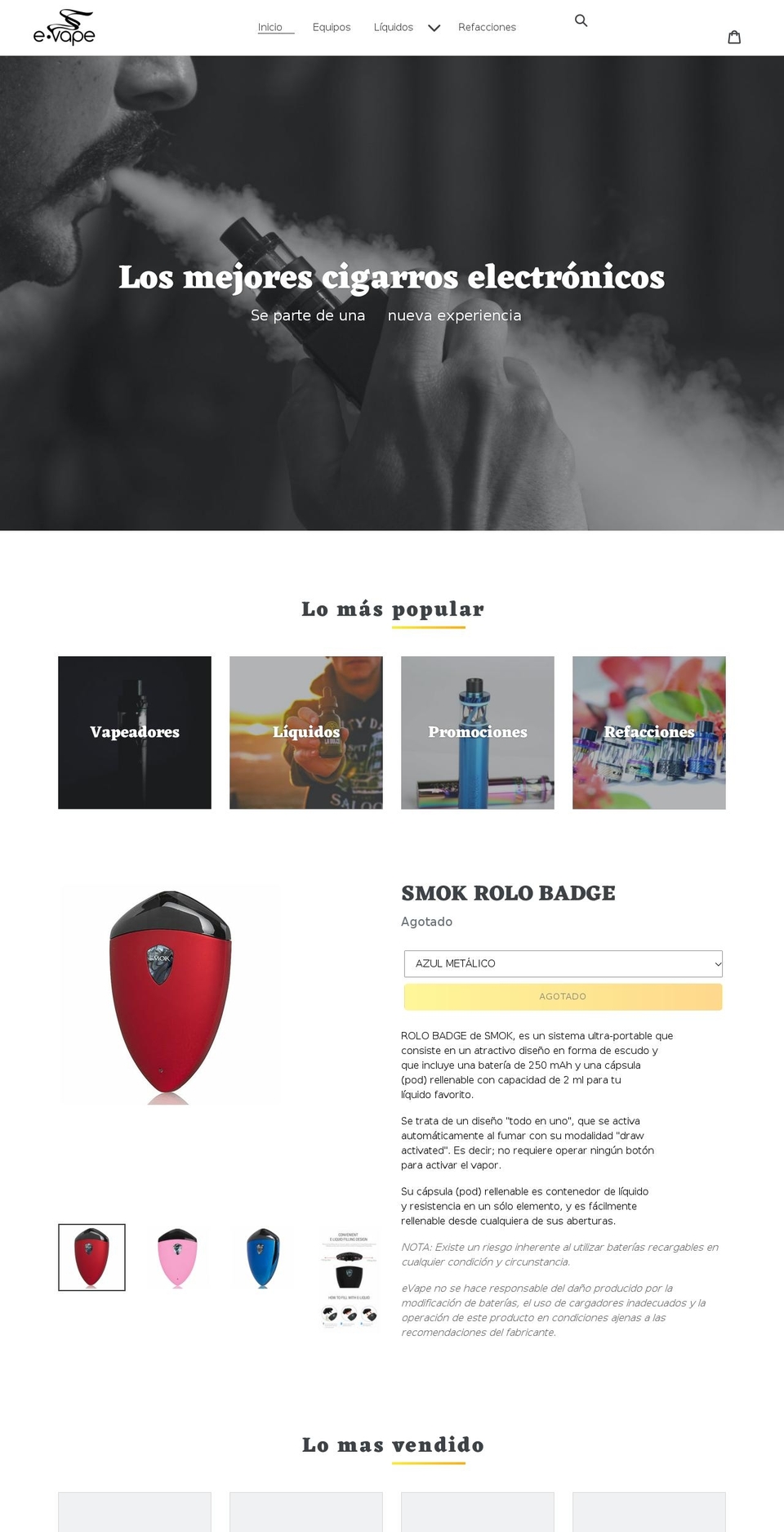 evape.shop shopify website screenshot