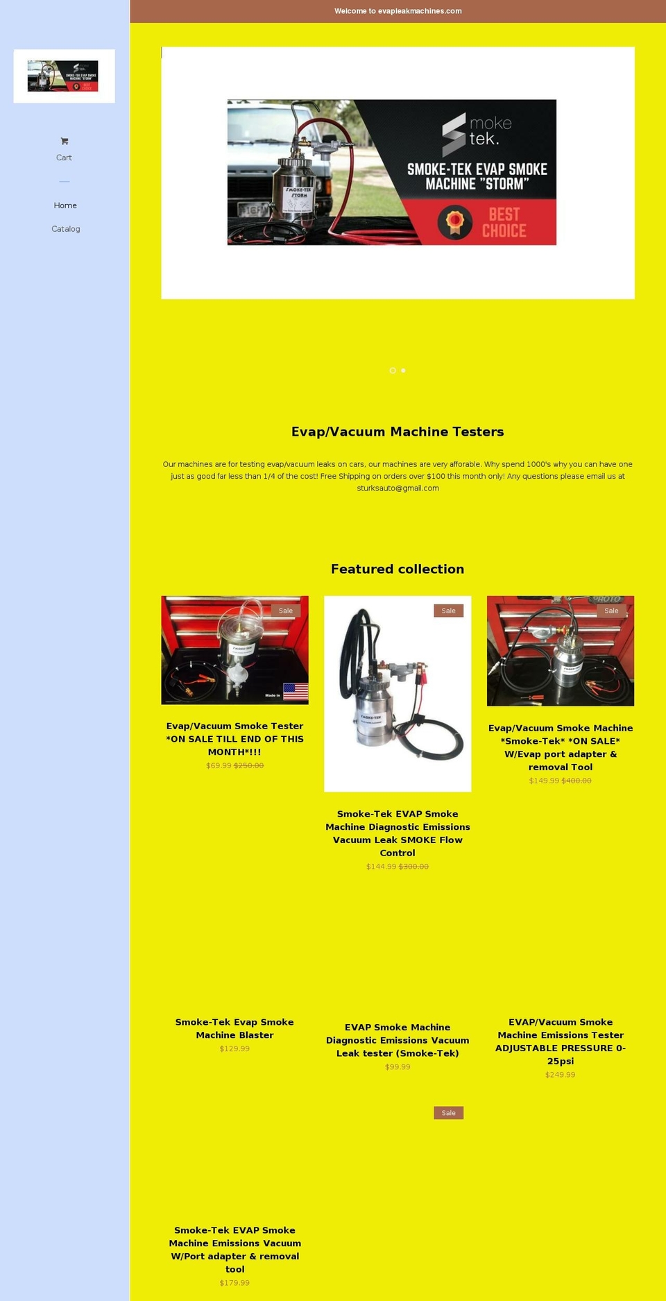evapleakmachines.com — Shopify storefront screenshot