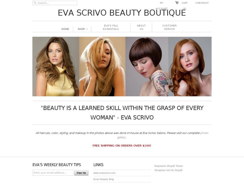 evasbeautystore.com shopify website screenshot