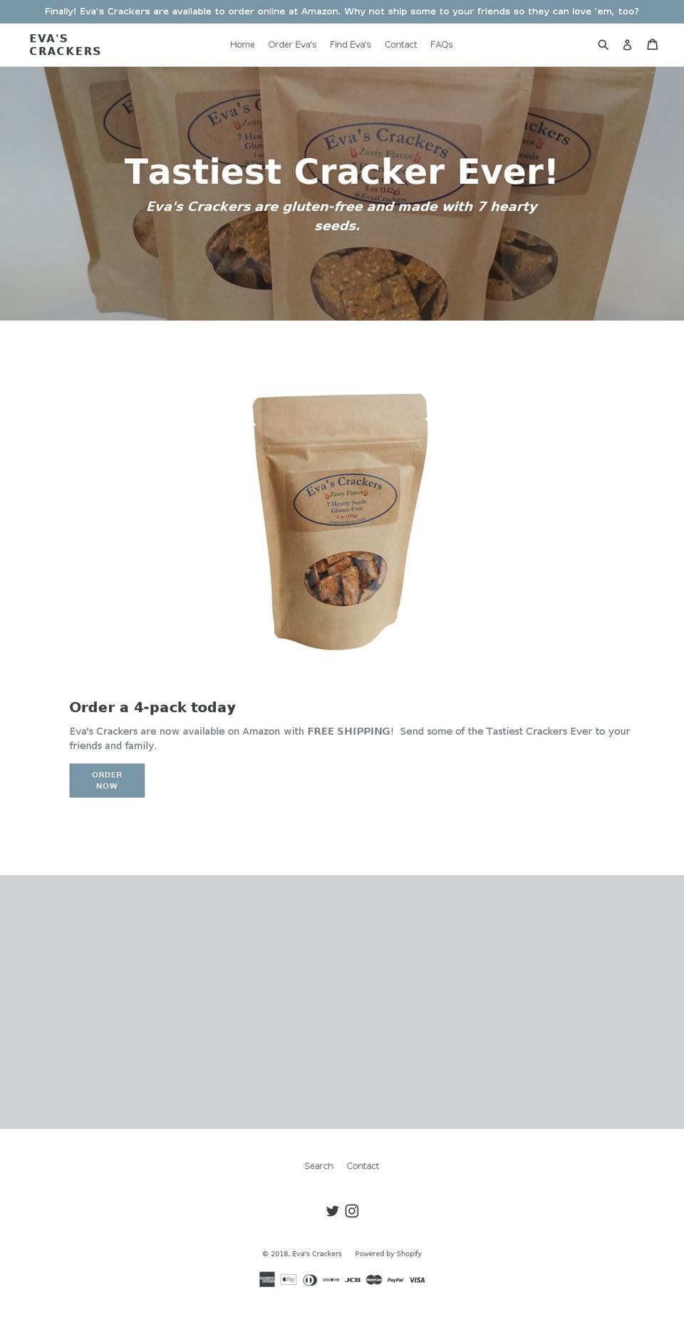 evascrackers.com — Shopify storefront screenshot