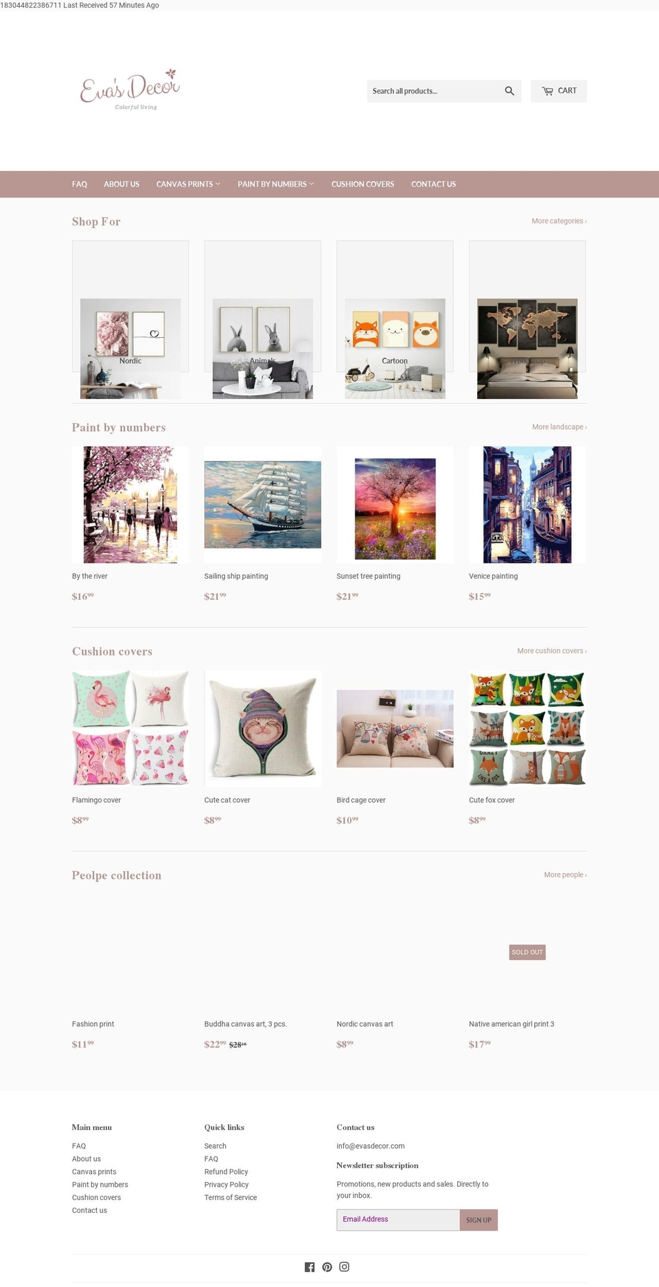 evasdecor.com — Shopify storefront screenshot