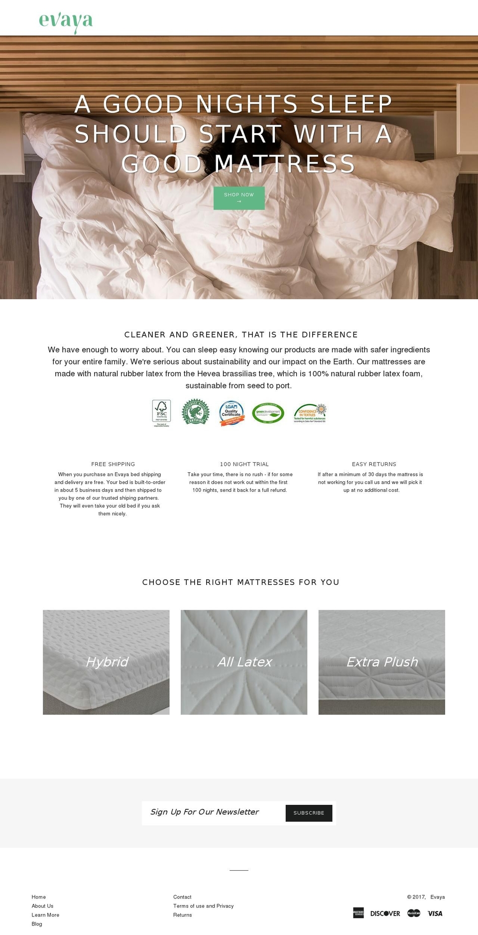 evayasleep.com shopify website screenshot