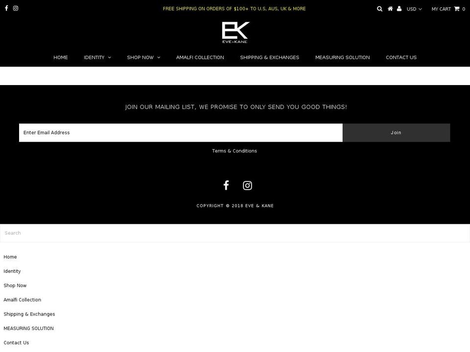 eveandkane.com.au shopify website screenshot