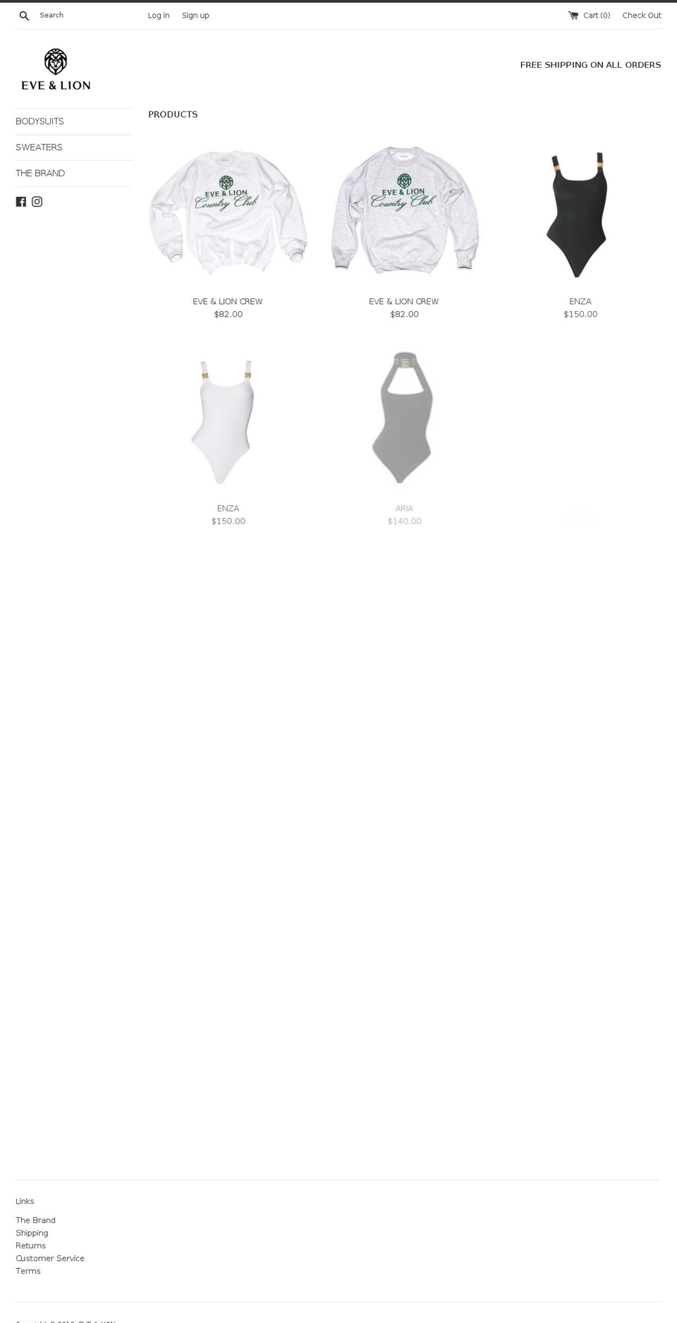 eveandlion.com shopify website screenshot