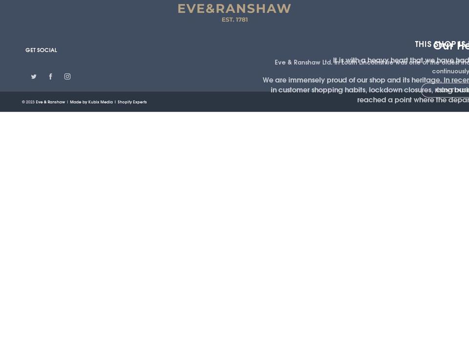 eveandranshaw.co.uk shopify website screenshot