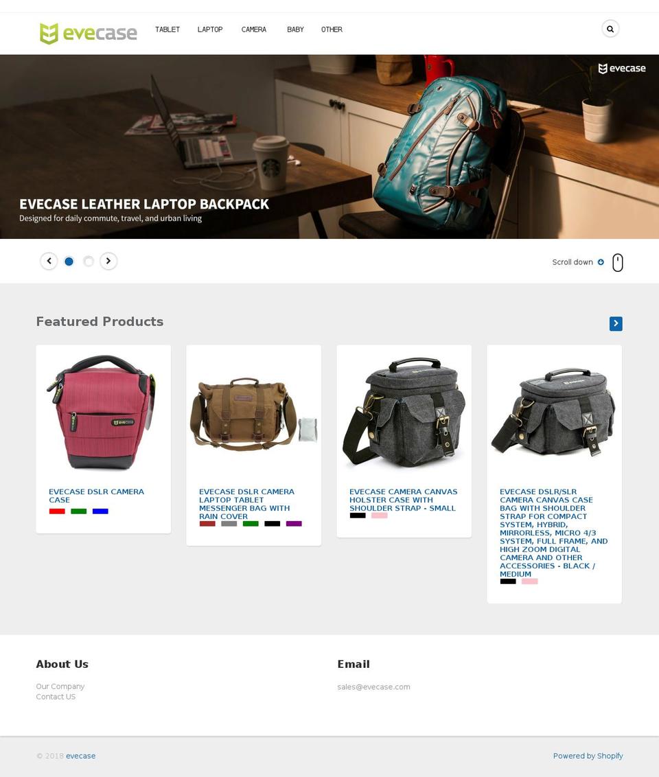 evecase.com shopify website screenshot