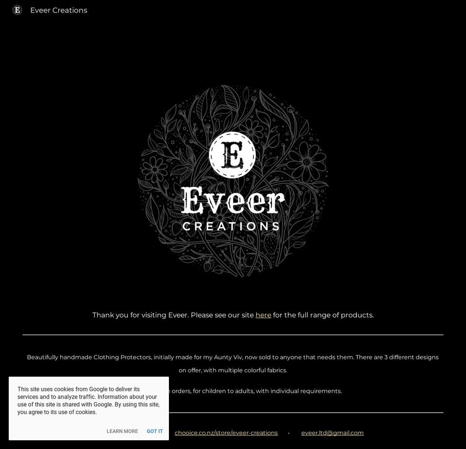 eveer.co.nz shopify website screenshot