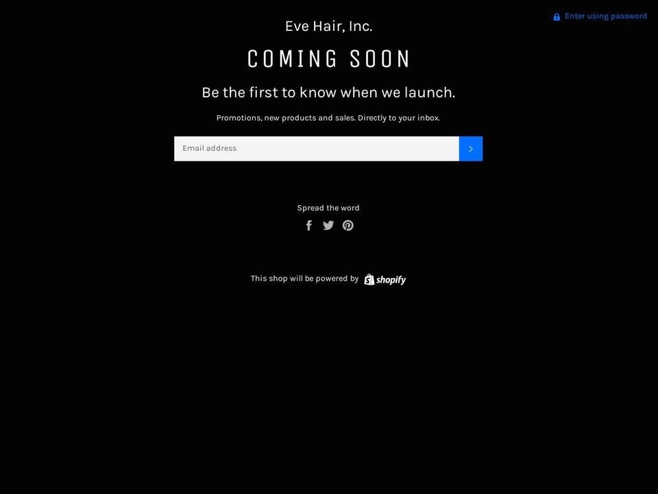 evehairinc.com shopify website screenshot