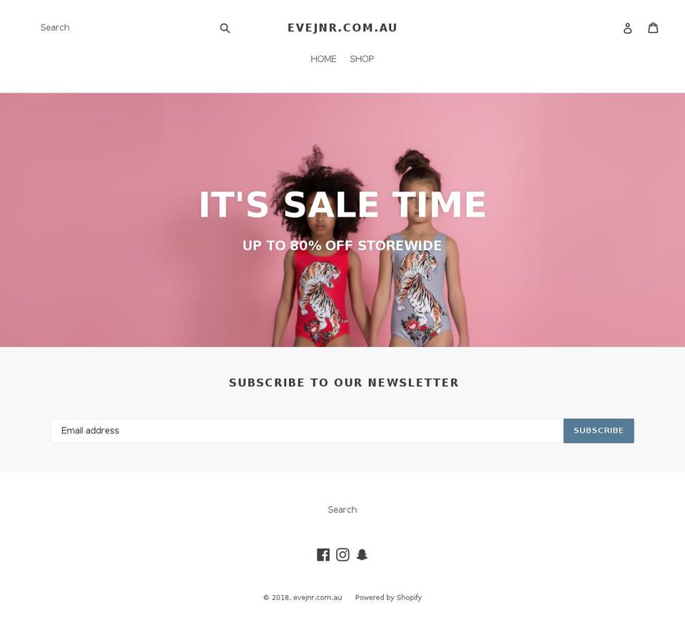 evejnr.com.au shopify website screenshot