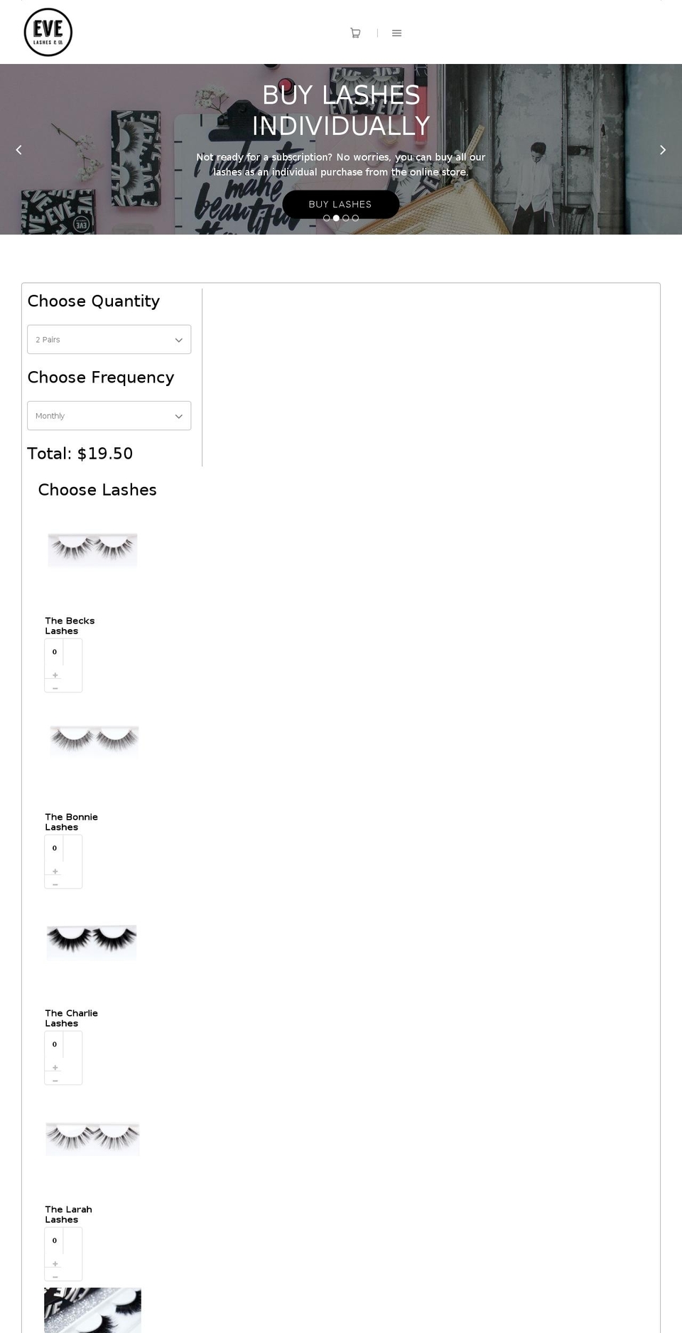 evelashes.com — Shopify storefront screenshot
