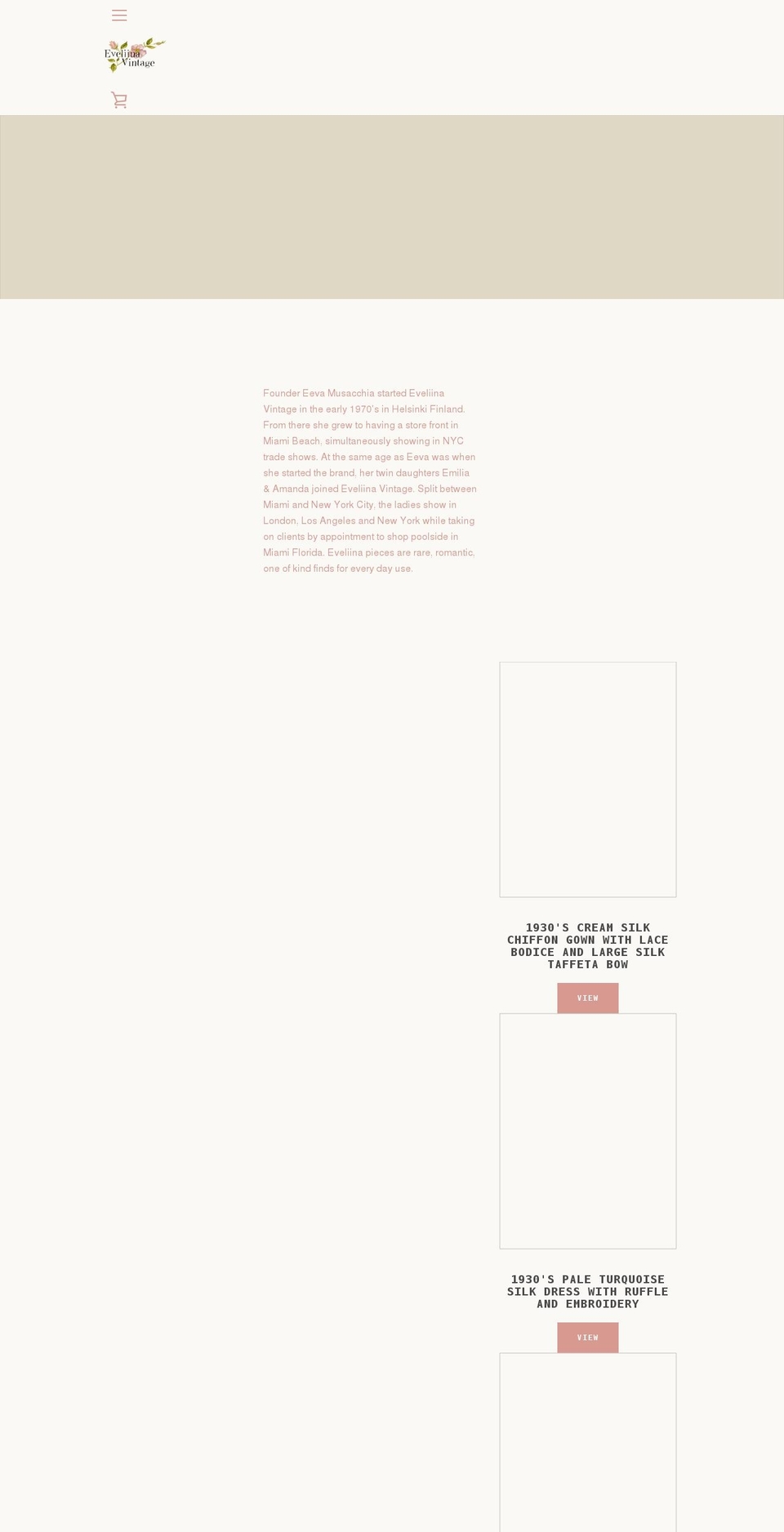 eveliina-vintage.com shopify website screenshot