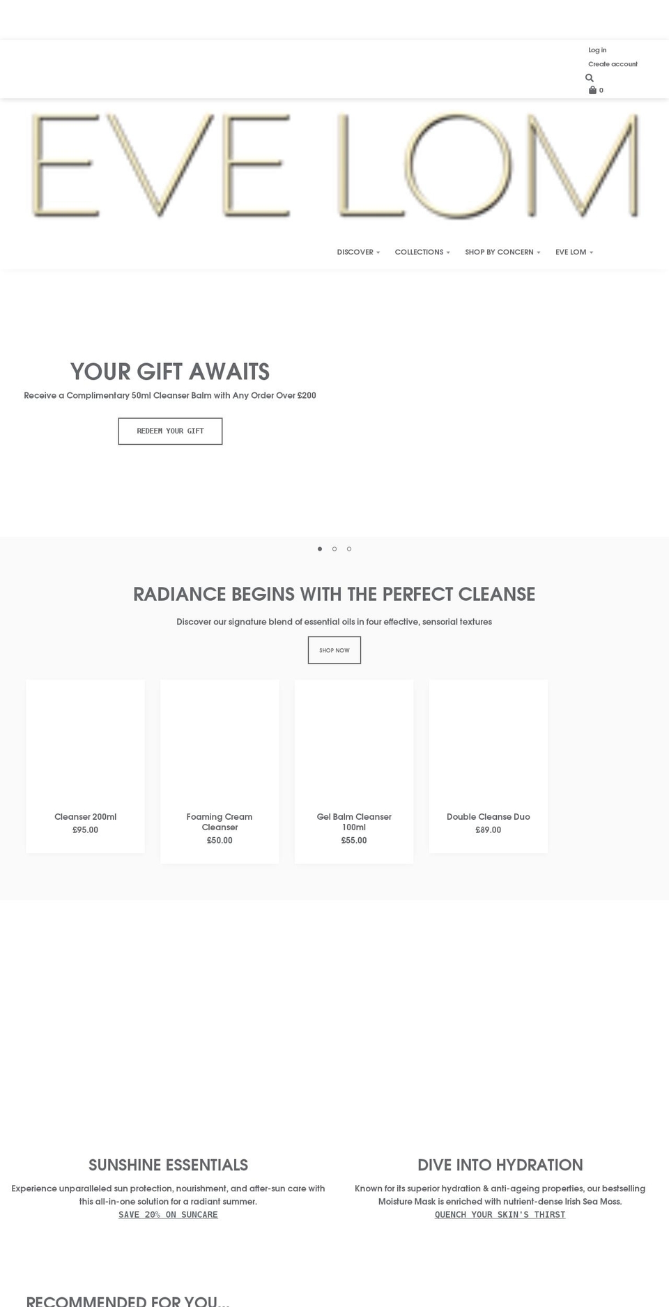 evelom.co.uk shopify website screenshot