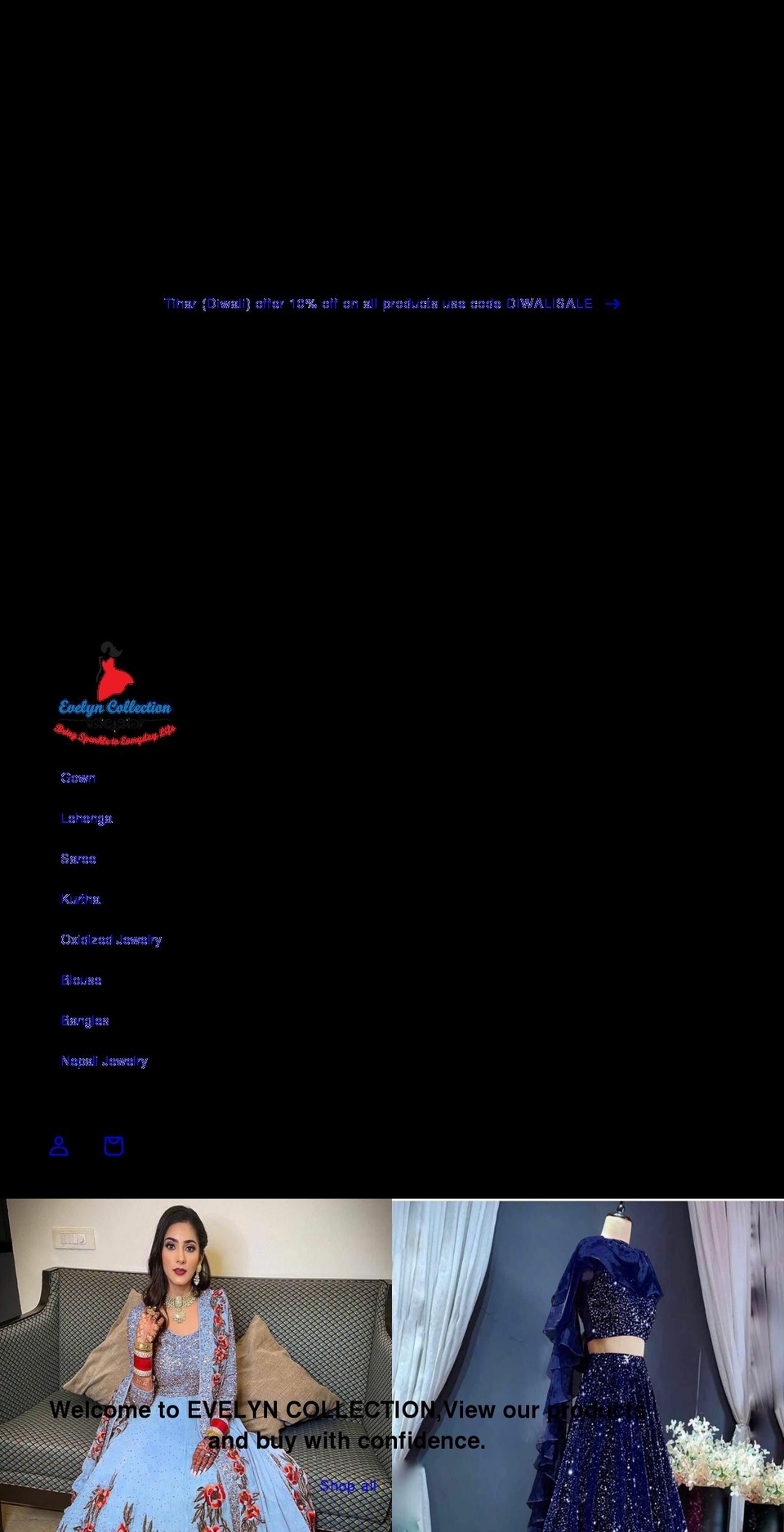 evelyncollection.com shopify website screenshot