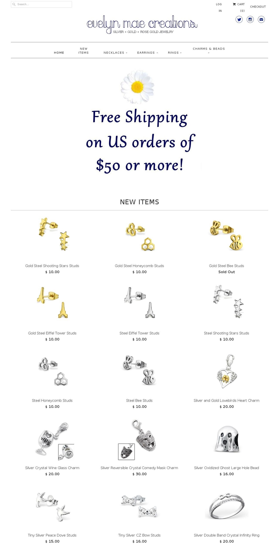 evelynmaejewelry.com — Shopify storefront screenshot
