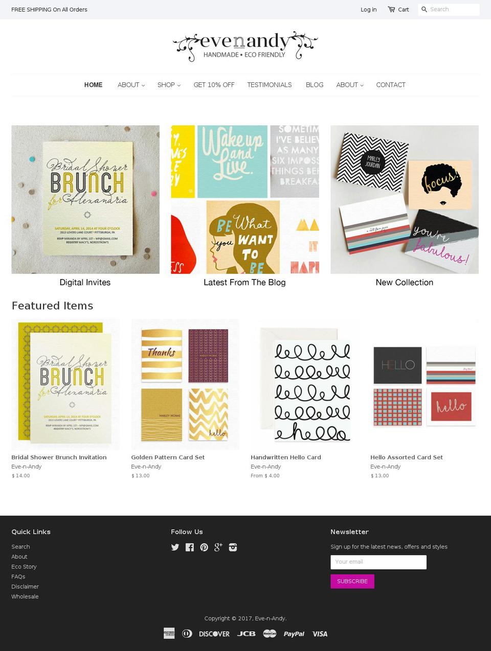 evenandy.com shopify website screenshot