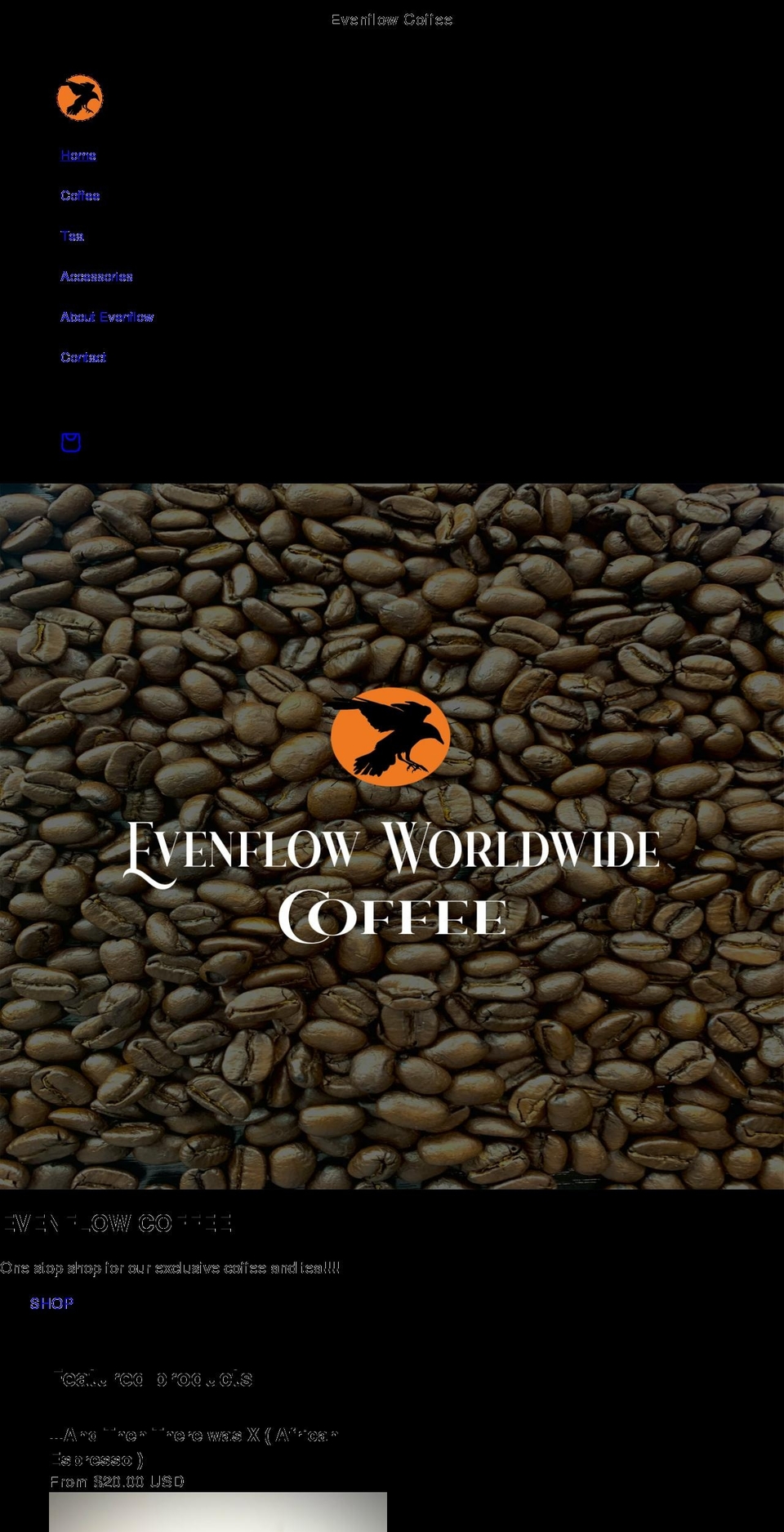 evenflowcoffee.com shopify website screenshot