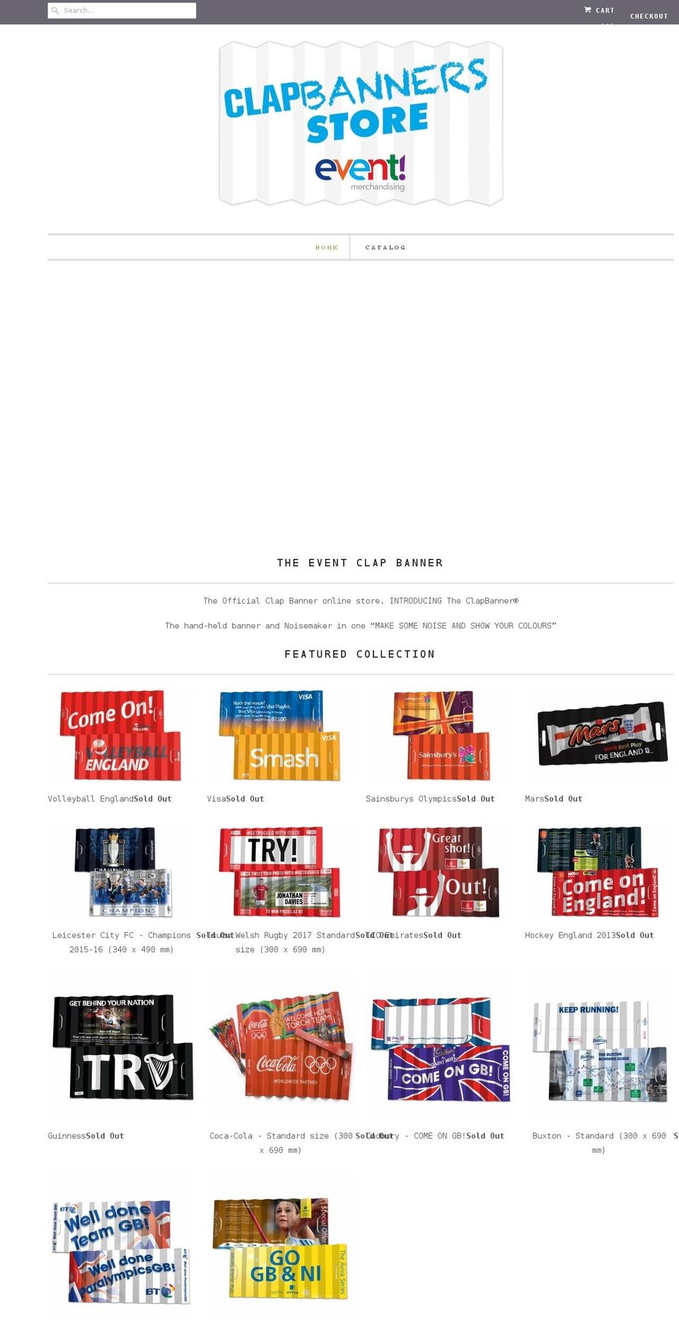 eventclapbanner.com shopify website screenshot