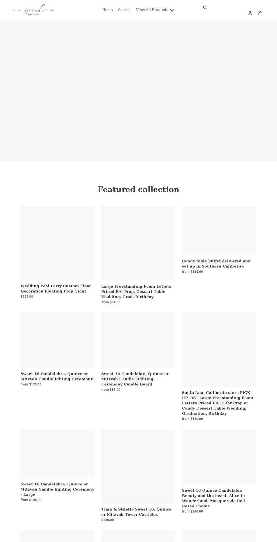 eventdecorshoppe.com shopify website screenshot