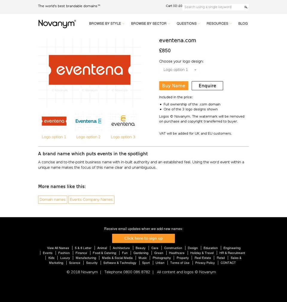 eventena.com — Shopify storefront screenshot
