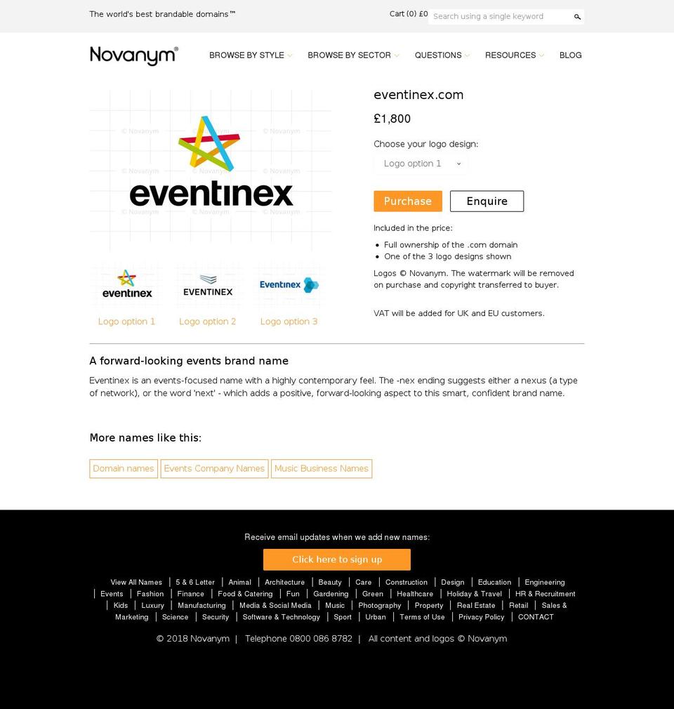 eventinex.com — Shopify storefront screenshot