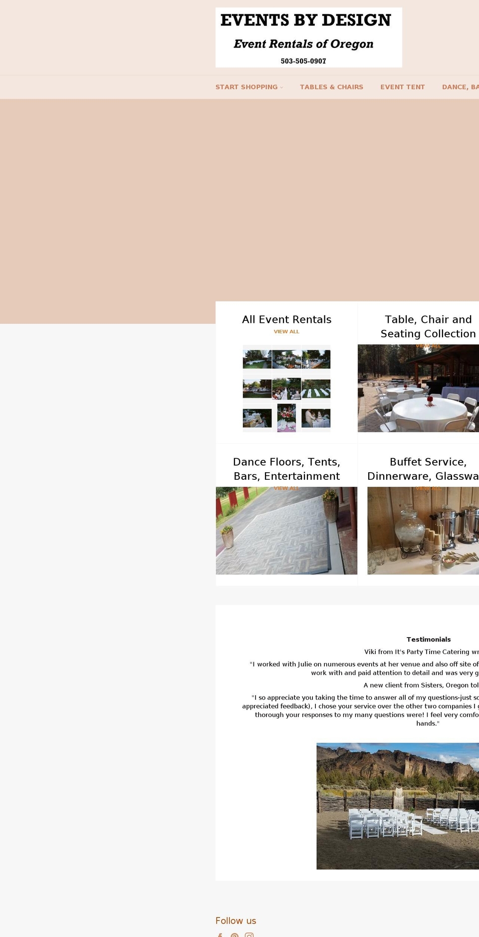 eventsbydesignoregon.com — Shopify storefront screenshot
