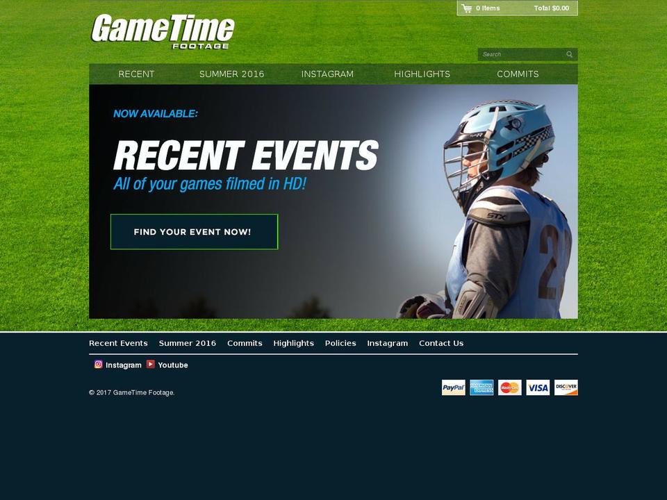 eventsgametime.com shopify website screenshot