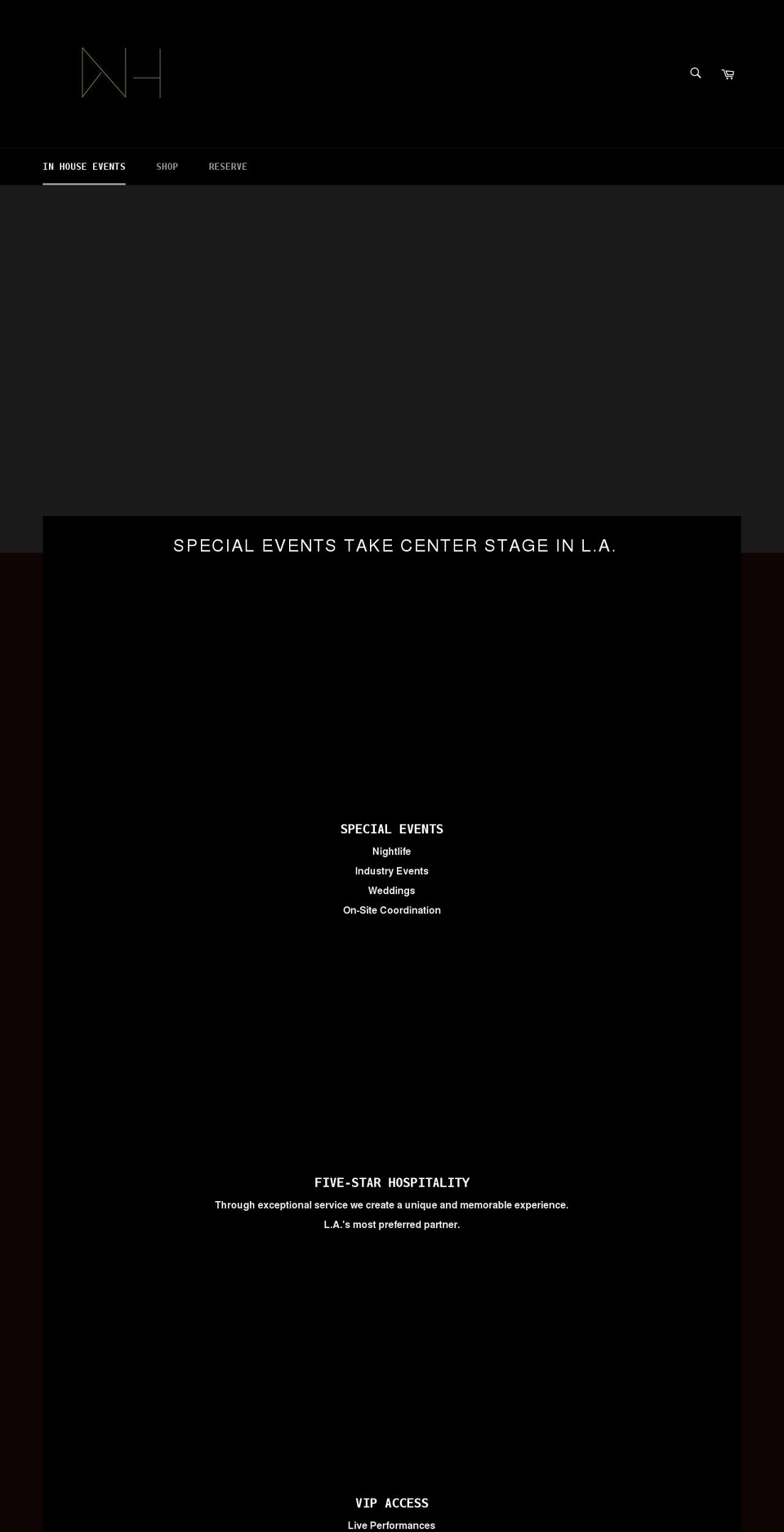eventsinhouse.com — Shopify storefront screenshot