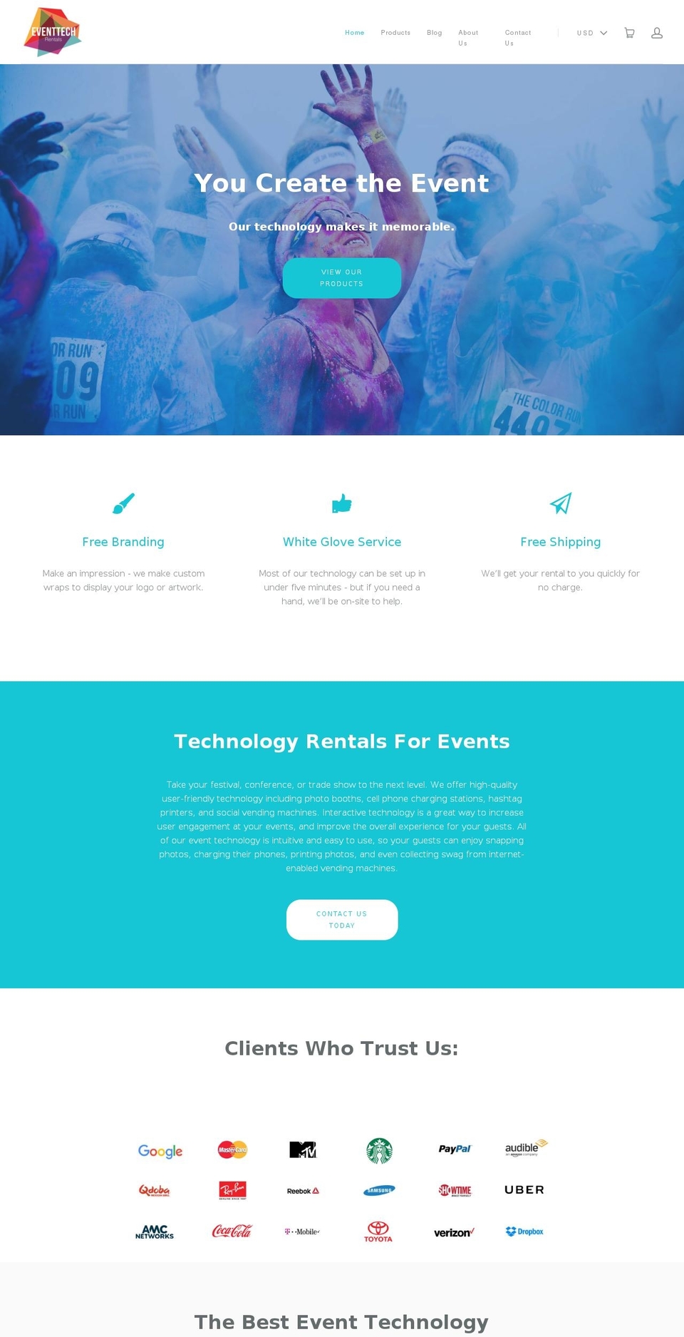 eventtechrentals.com — Shopify storefront screenshot