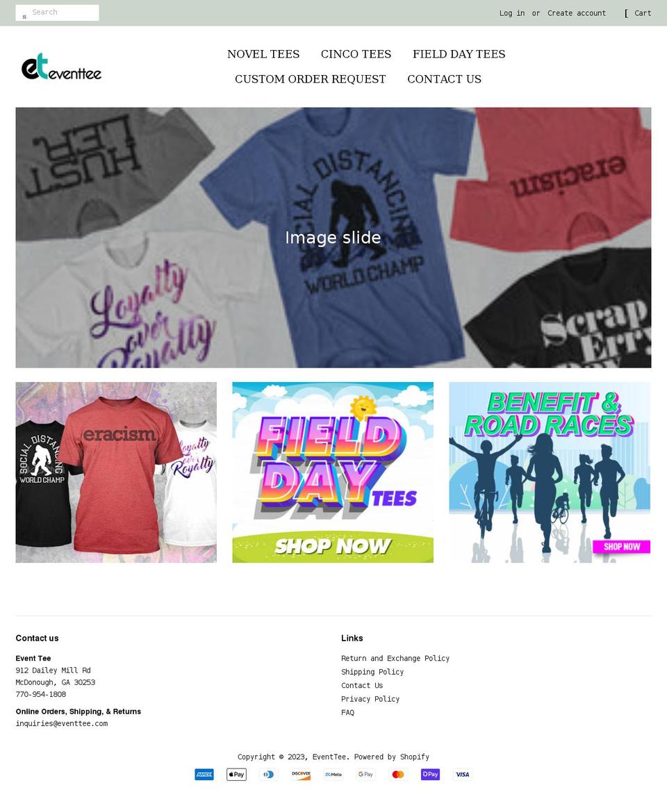 eventtee.com shopify website screenshot