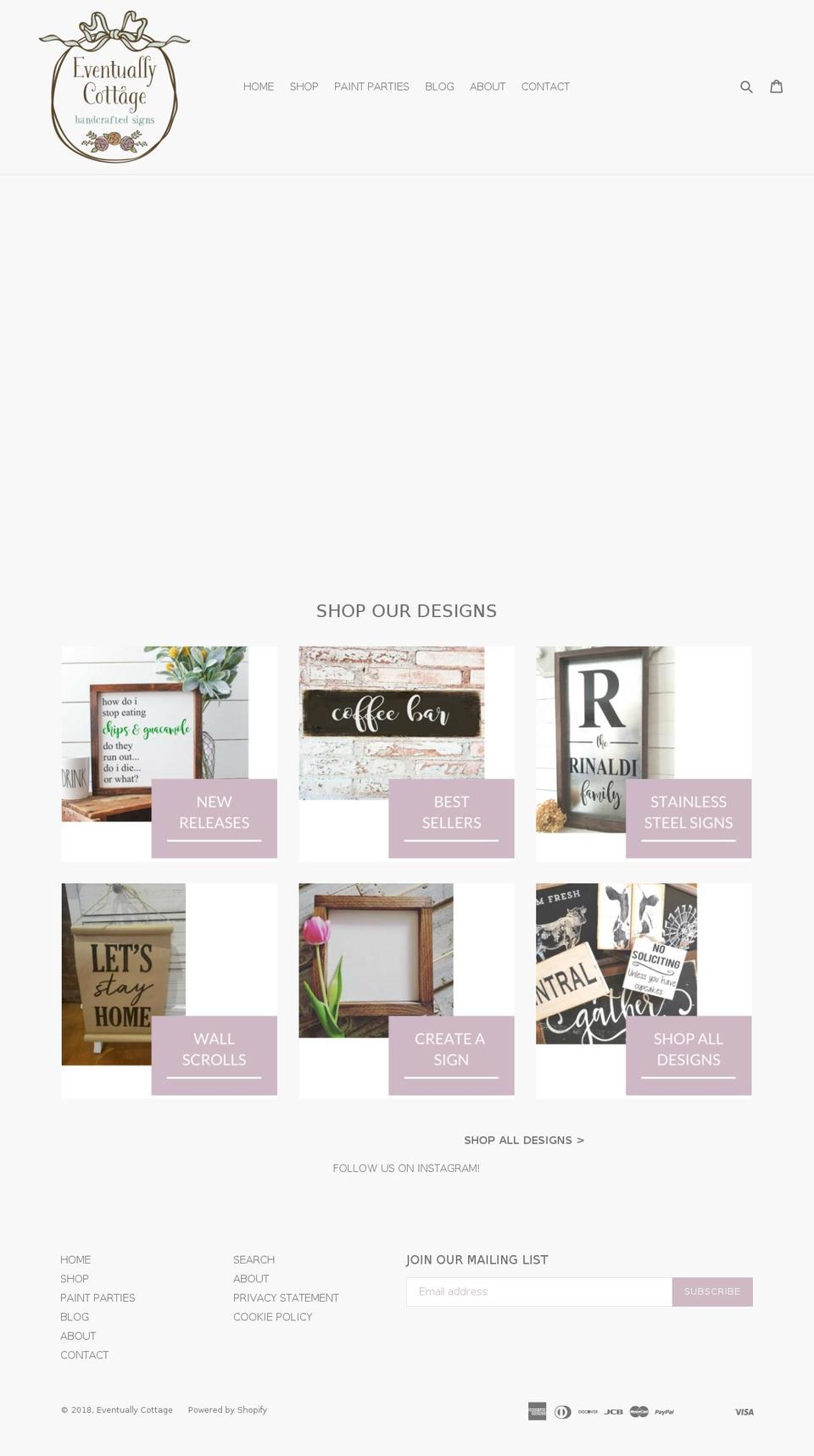 eventuallycottage.com — Shopify storefront screenshot