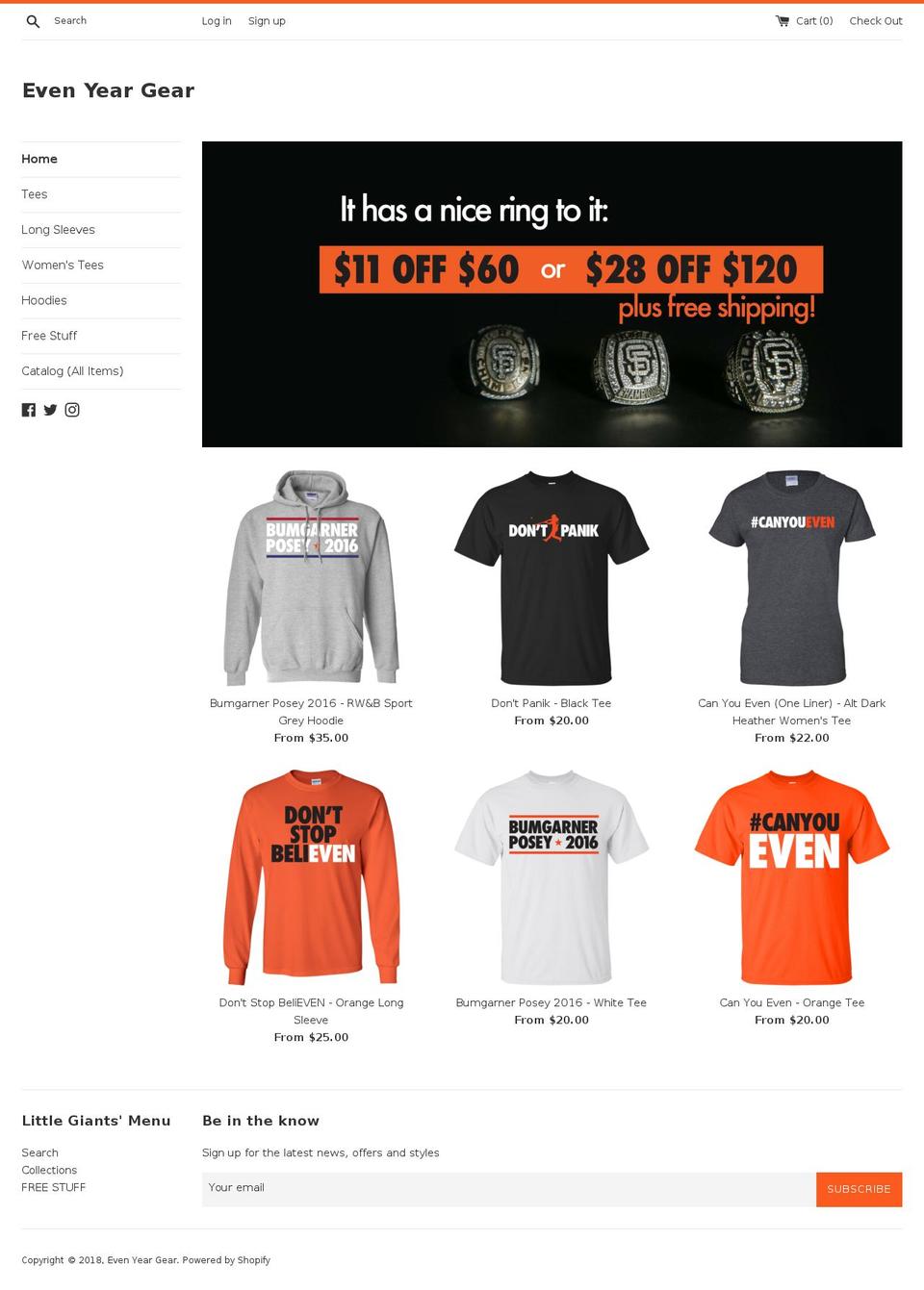 evenyeargear.com — Shopify storefront screenshot