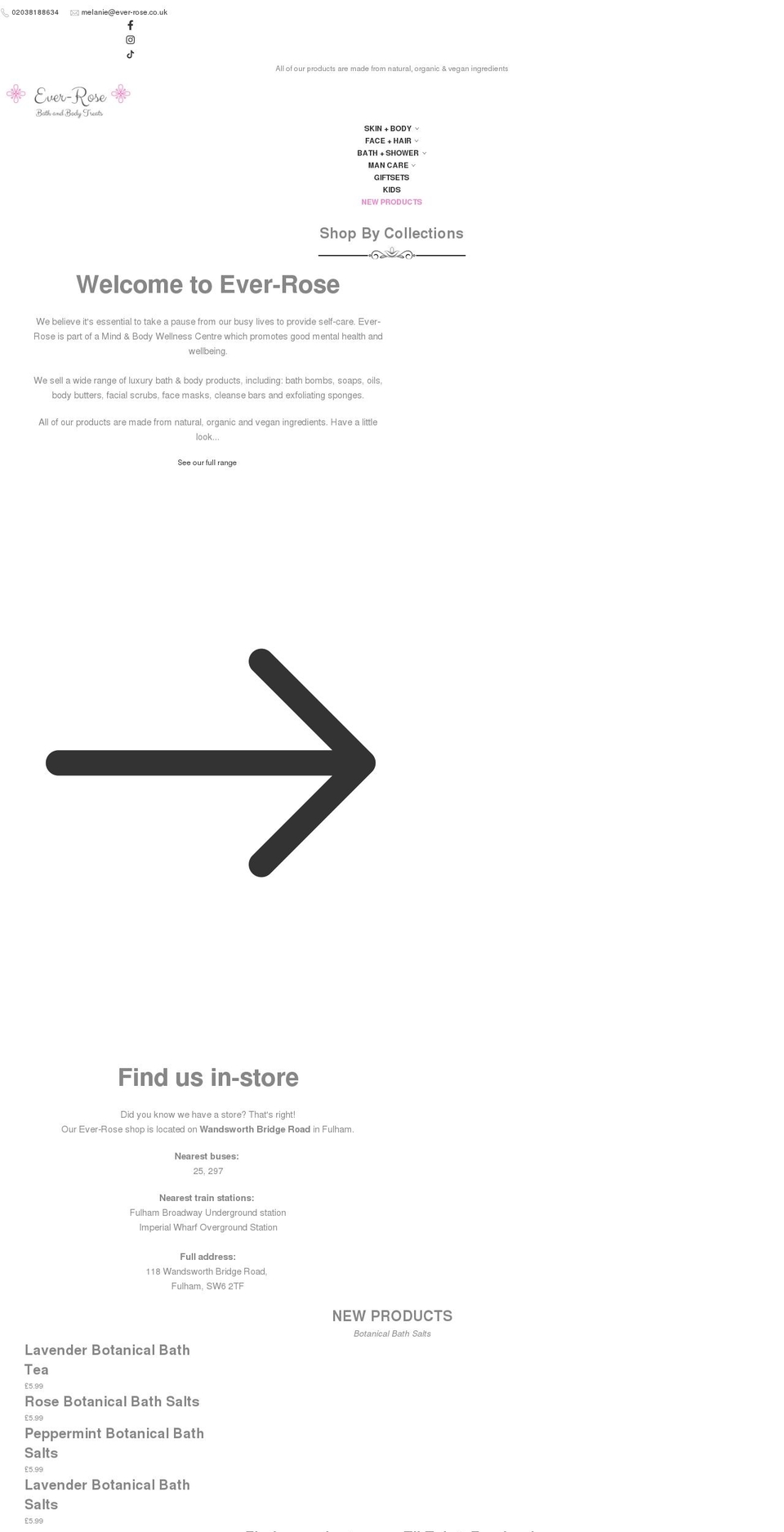 ever-rose.co.uk shopify website screenshot