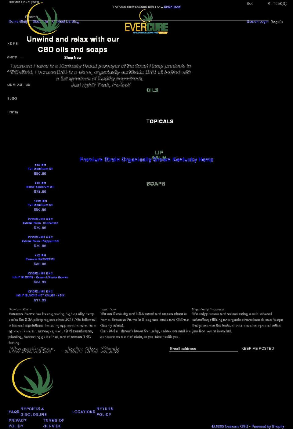 evercurecbd.com shopify website screenshot