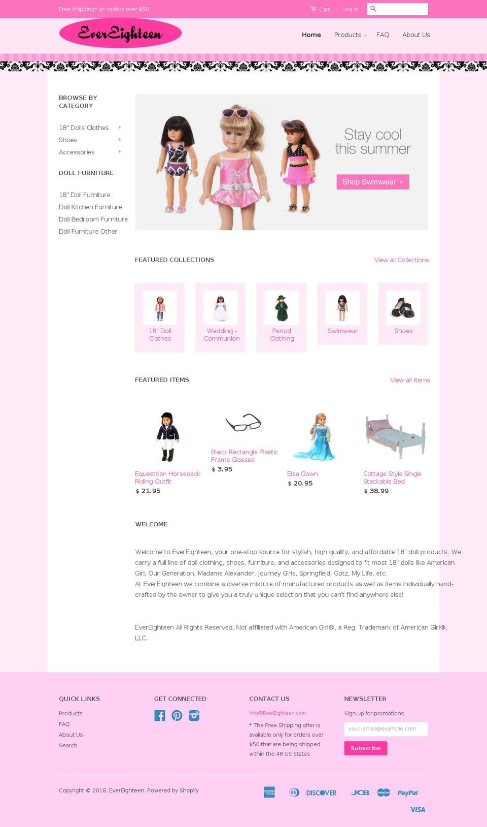 evereighteen.com — Shopify storefront screenshot