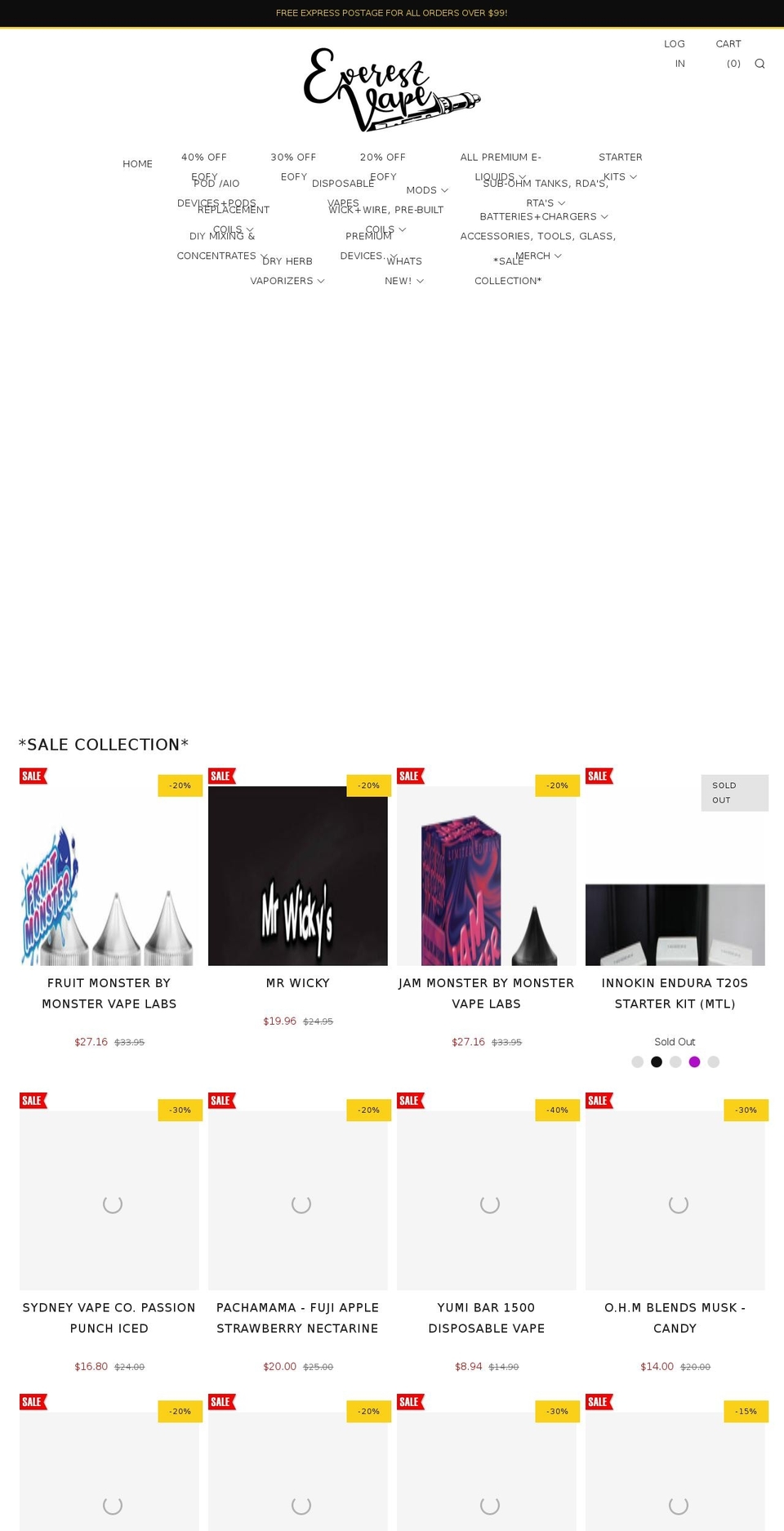 everestvape.com.au shopify website screenshot