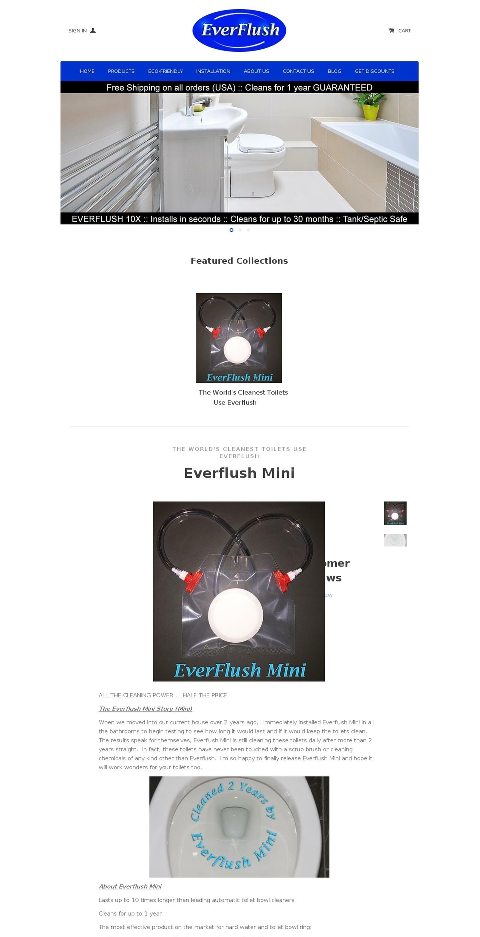 everflush.biz shopify website screenshot